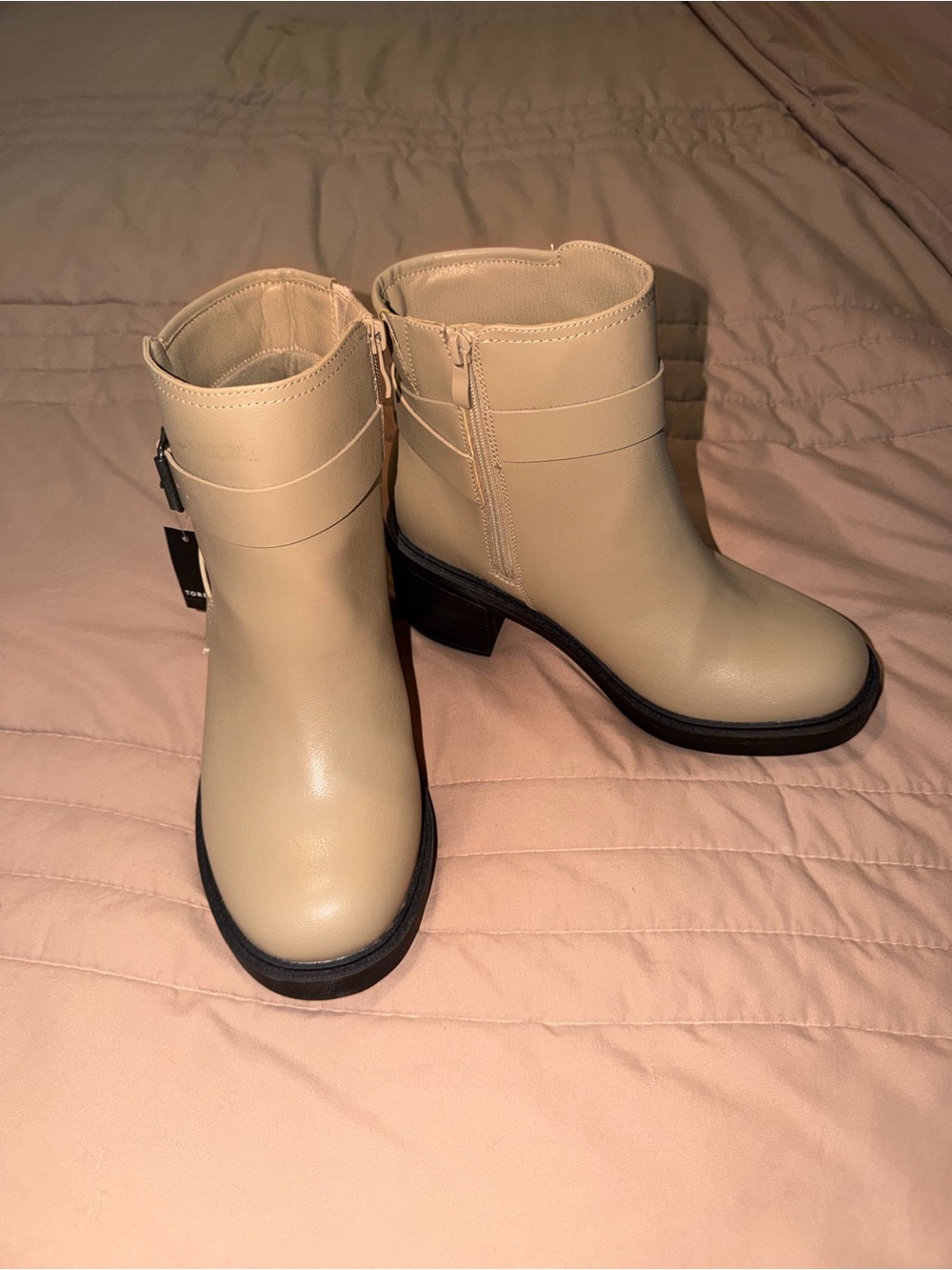 torrid Cream Ankle Booties with Side Zipper